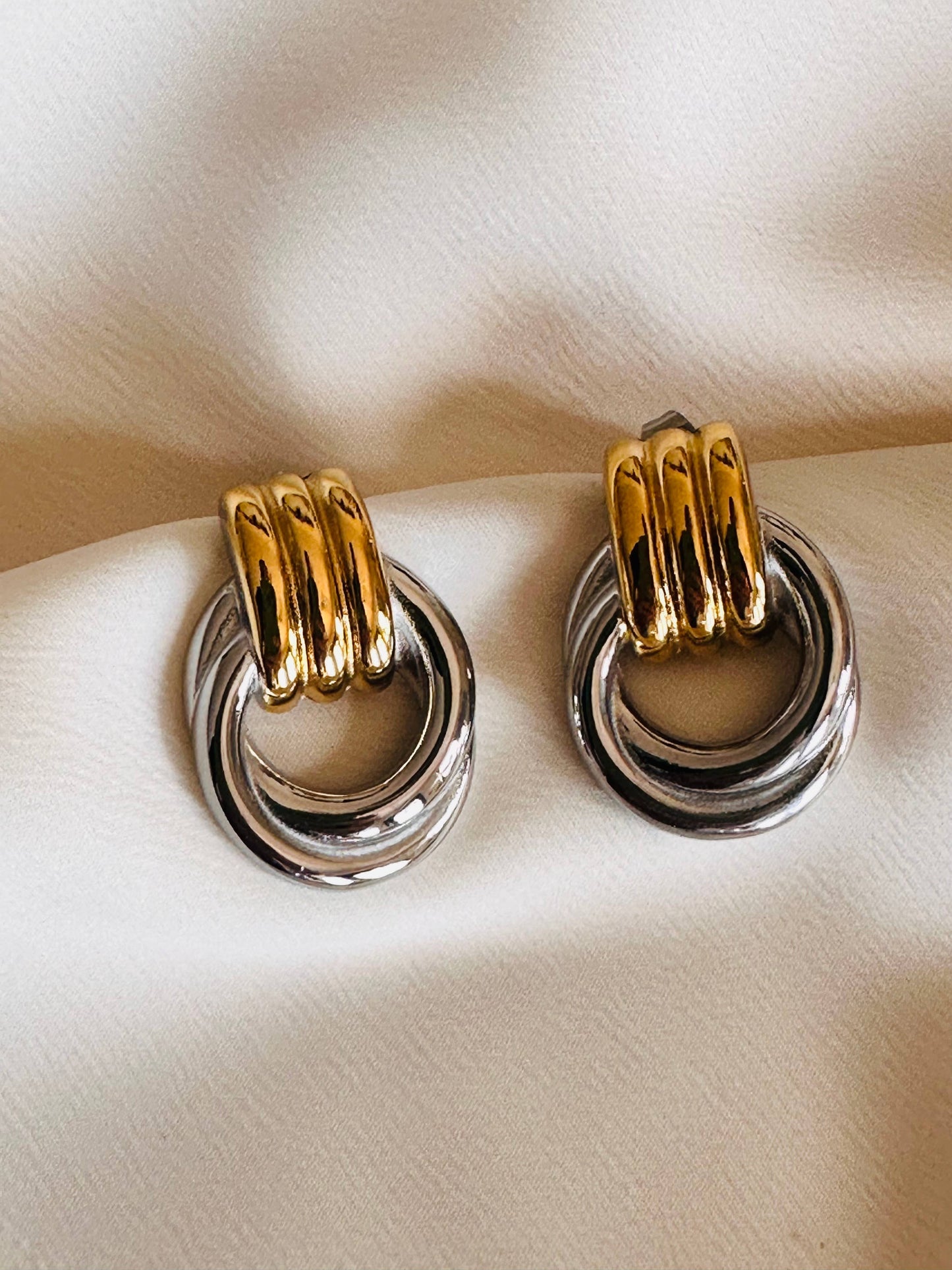 Mixed Metal Knot Earrings